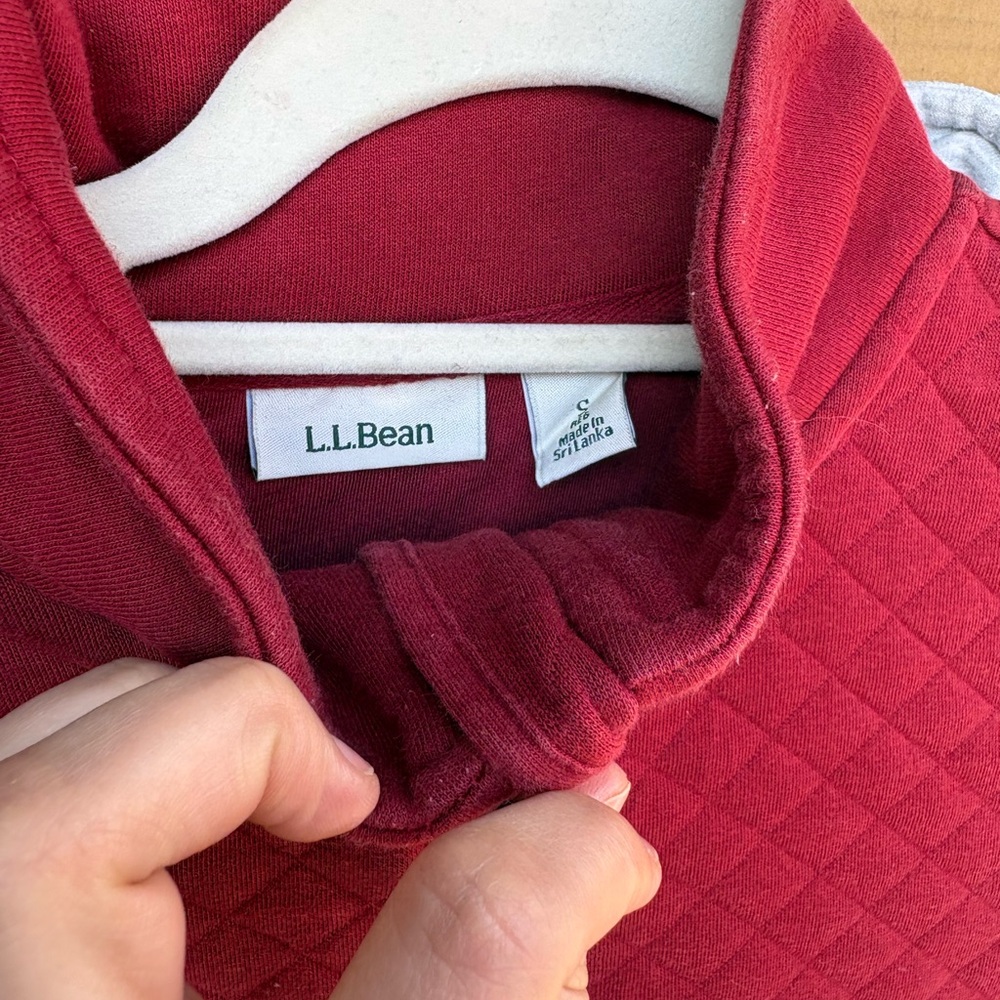 L.L.Bean Red Quilted Pullover